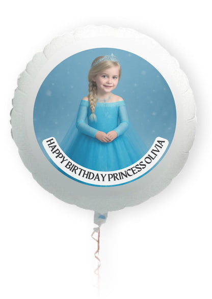 Photo Transformation to Ice Princess Personalised Cake Toppers: Edible Icing or Wafer matching Invitations Stickers Balloon Party Pack