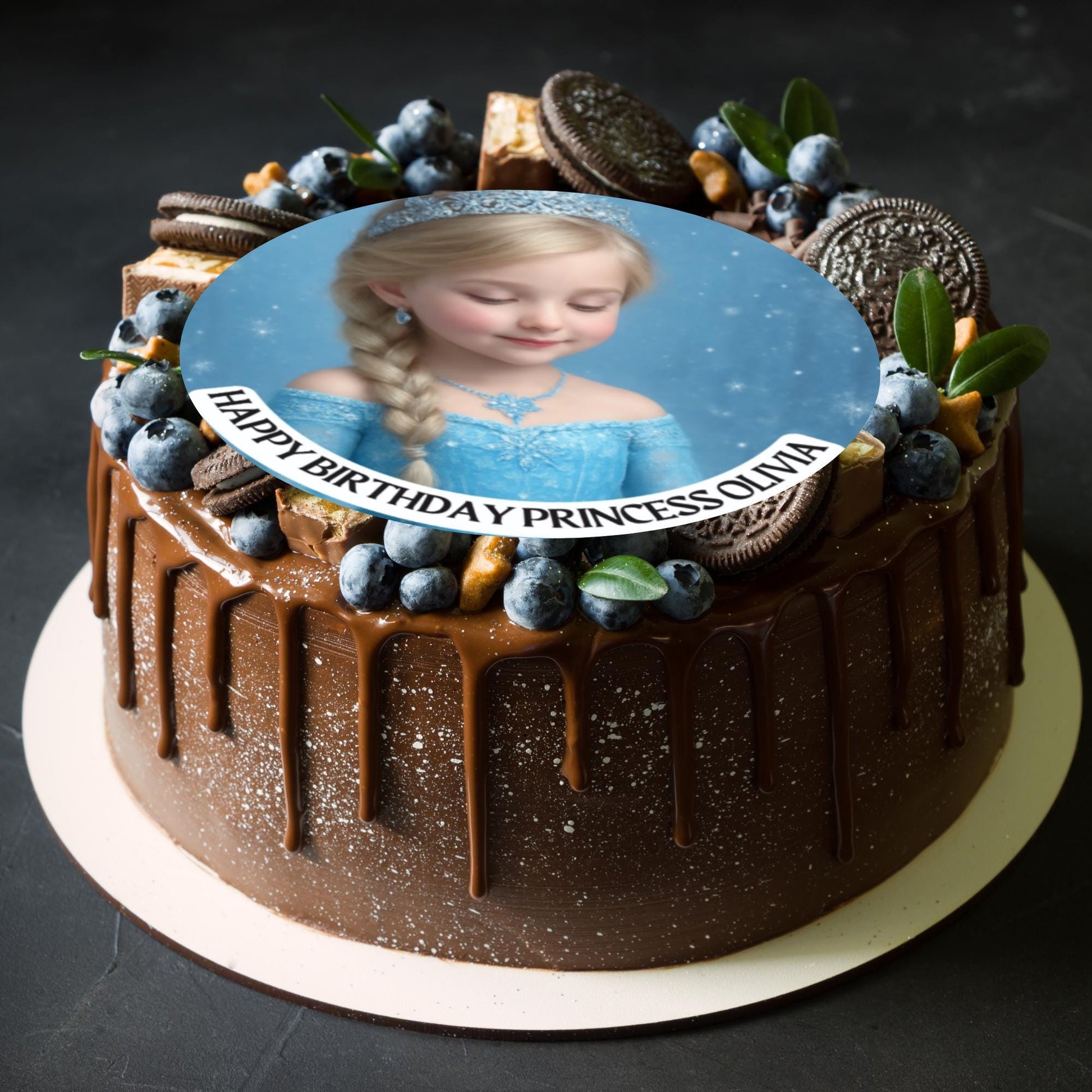 Photo Transformation to Ice Princess Personalised Cake Toppers: Edible Icing or Wafer matching Invitations Stickers Balloon Party Pack