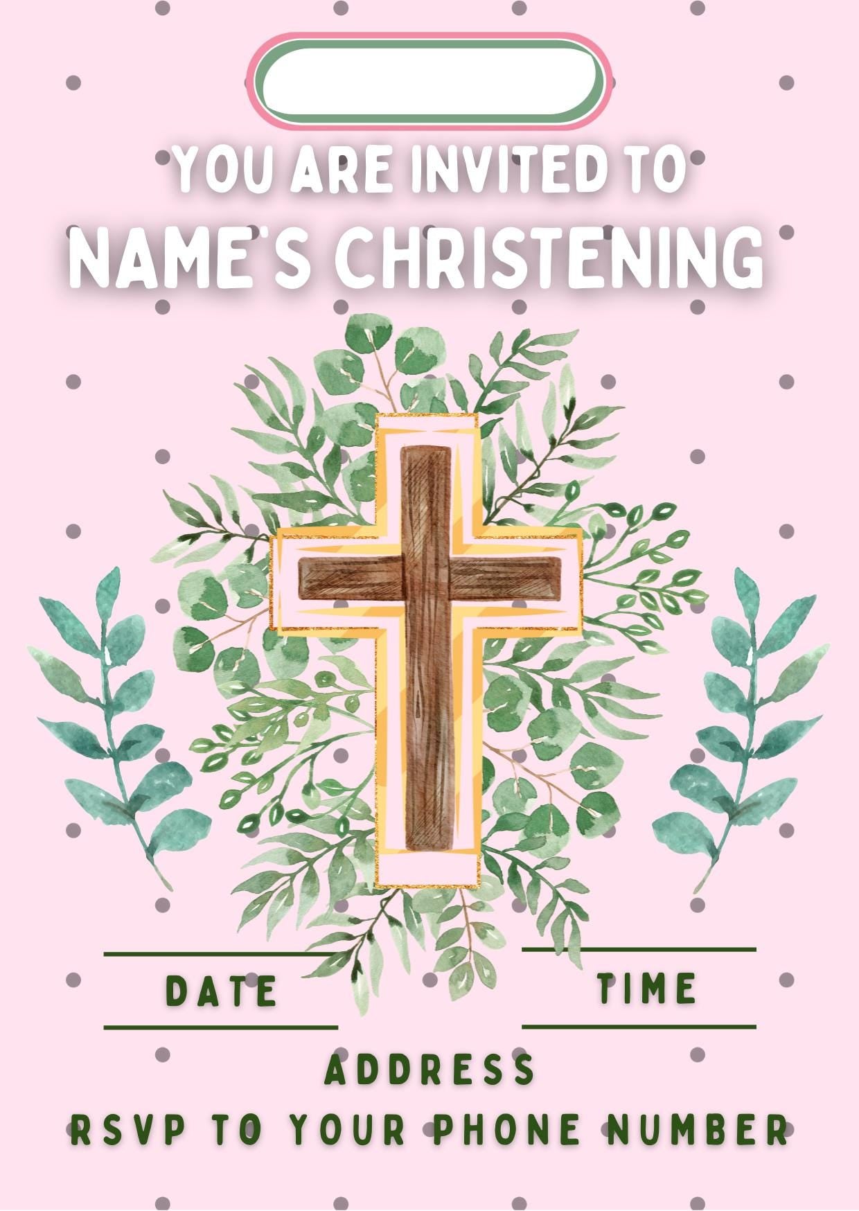 Pink Christening Cake Toppers Edible icing or wafer printed with edible ink matching Invitations Stickers Balloon Party Pack