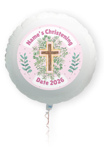 Pink Christening Cake Toppers Edible icing or wafer printed with edible ink matching Invitations Stickers Balloon Party Pack