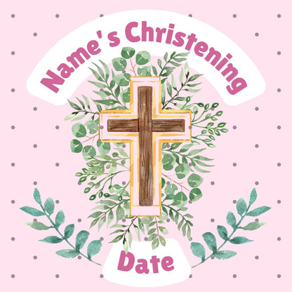 Pink Christening Cake Toppers Edible icing or wafer printed with edible ink matching Invitations Stickers Balloon Party Pack