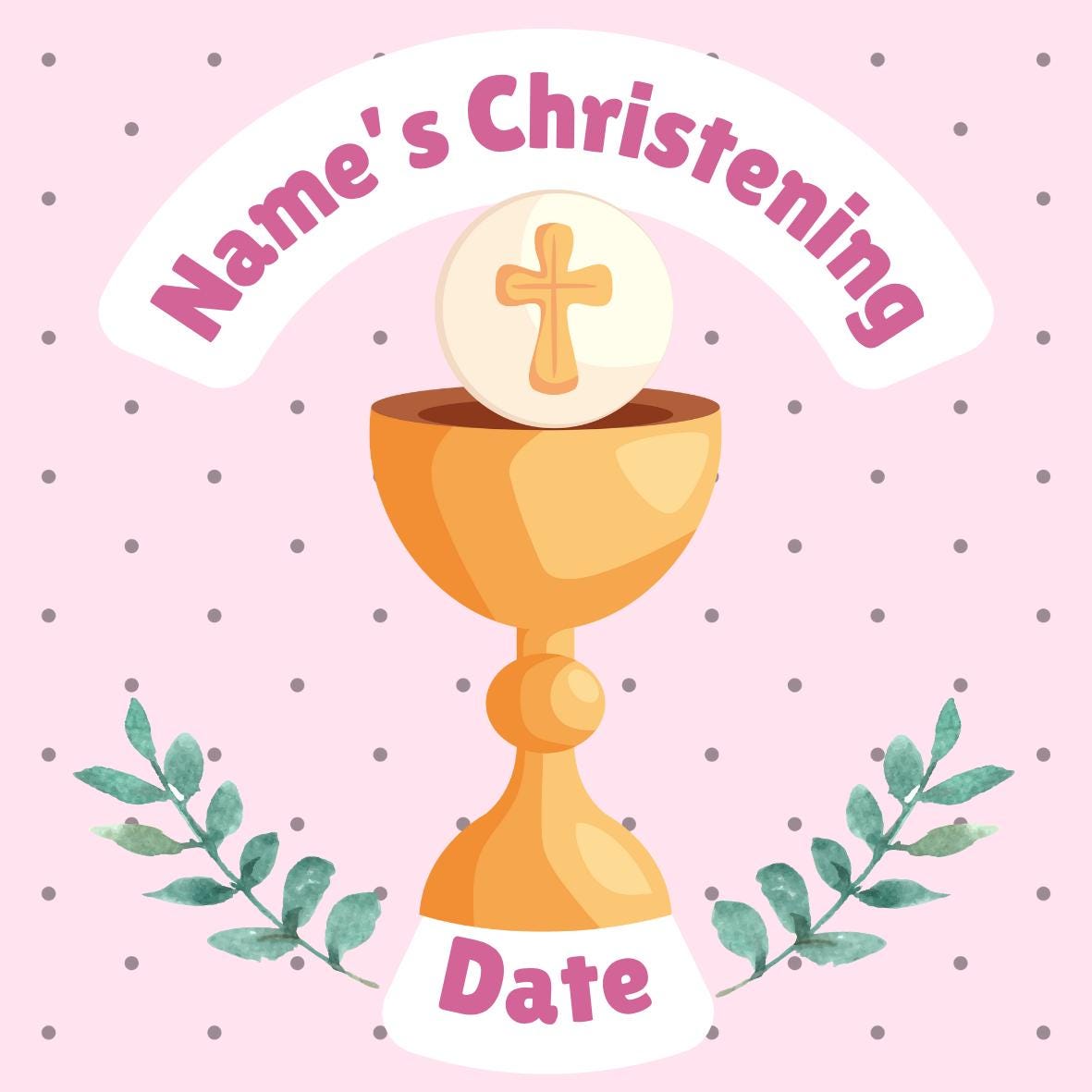 Pink Christening Cake Toppers Edible icing or wafer printed with edible ink matching Invitations Stickers Balloon Party Pack