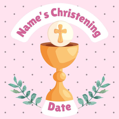 Pink Christening Cake Toppers Edible icing or wafer printed with edible ink matching Invitations Stickers Balloon Party Pack