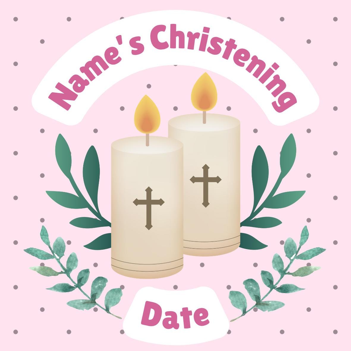Pink Christening Cake Toppers Edible icing or wafer printed with edible ink matching Invitations Stickers Balloon Party Pack