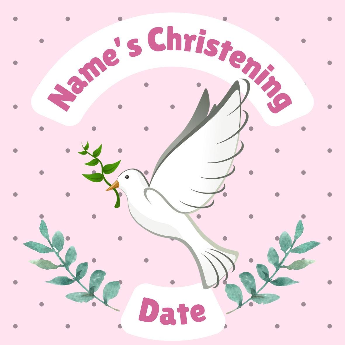 Pink Christening Cake Toppers Edible icing or wafer printed with edible ink matching Invitations Stickers Balloon Party Pack
