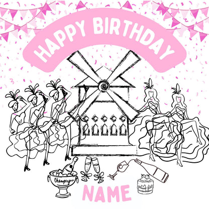 Pink Paris Theme Birthday Cake Toppers Edible Eiffel Tower Arc de Triomphe Moulin Rouge