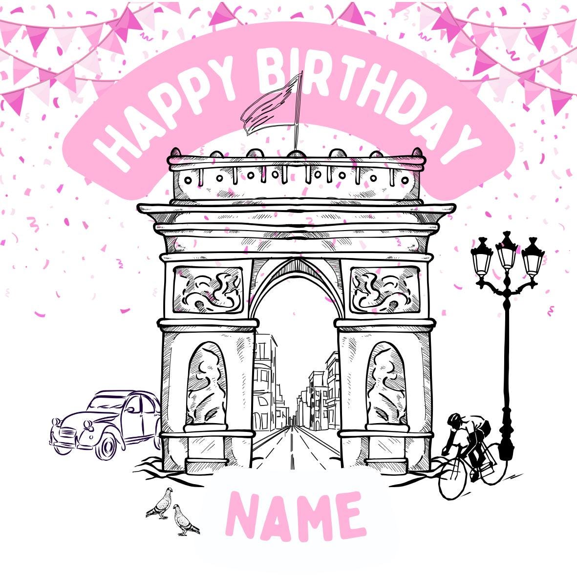 Pink Paris Theme Birthday Cake Toppers Edible Eiffel Tower Arc de Triomphe Moulin Rouge