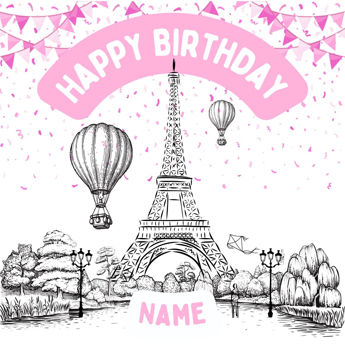 Pink Paris Theme Birthday Cake Toppers Edible Eiffel Tower Arc de Triomphe Moulin Rouge