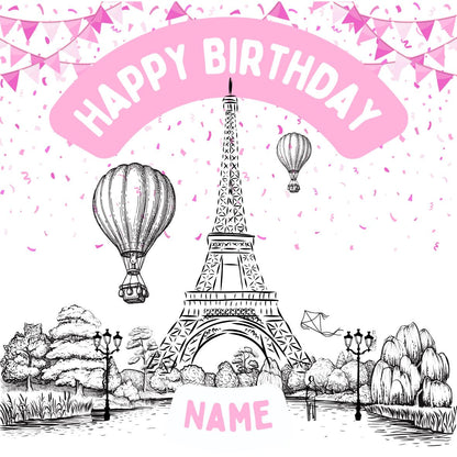 Pink Paris Theme Birthday Cake Toppers Edible Eiffel Tower Arc de Triomphe Moulin Rouge