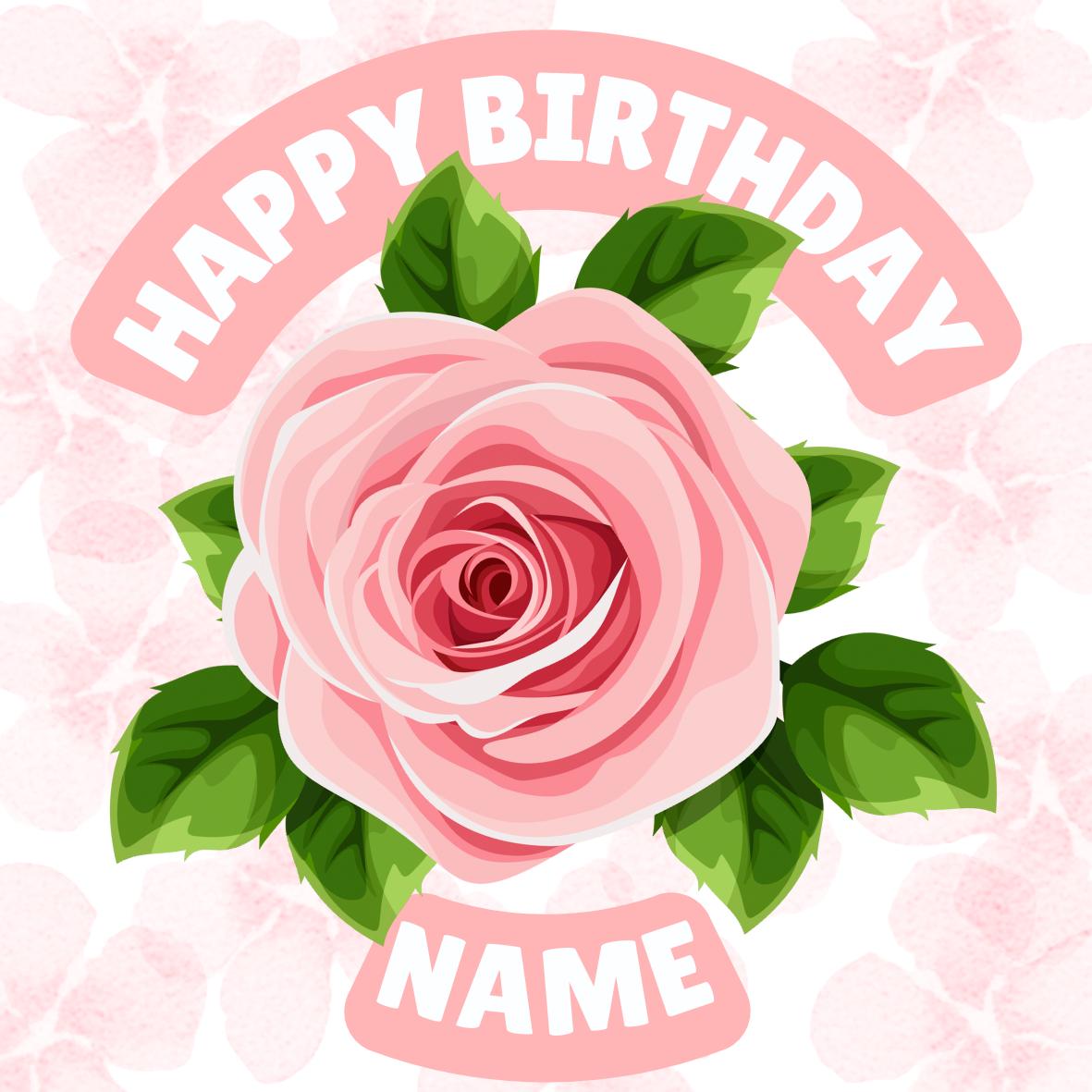 Pink Roses Flower Personalised Birthday Cake Toppers matching Foil Balloon available