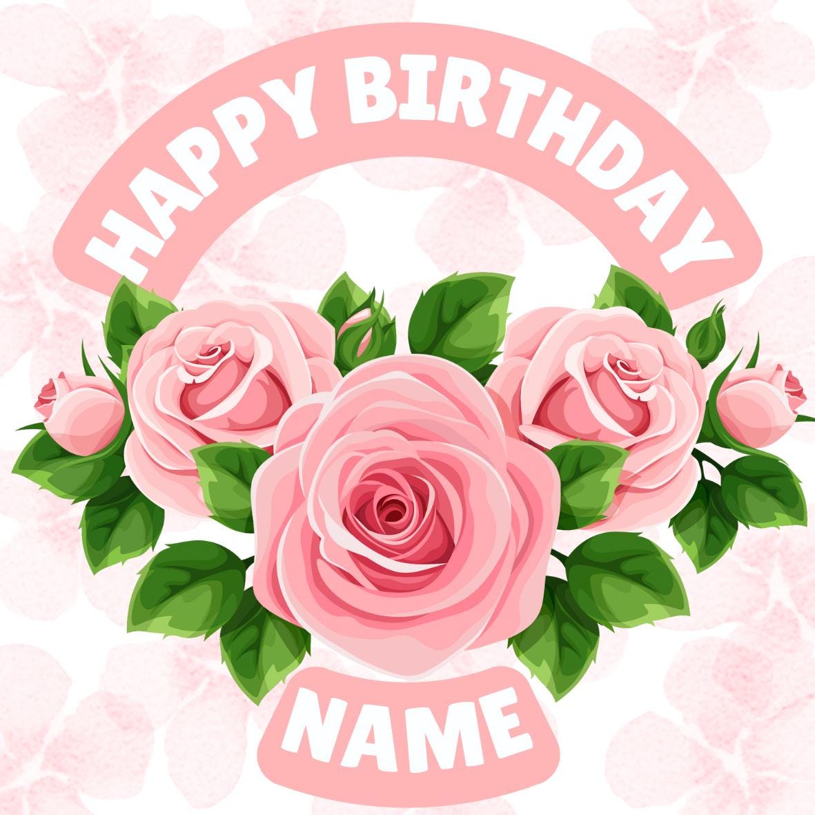 Pink Roses Flower Personalised Birthday Cake Toppers matching Foil Balloon available