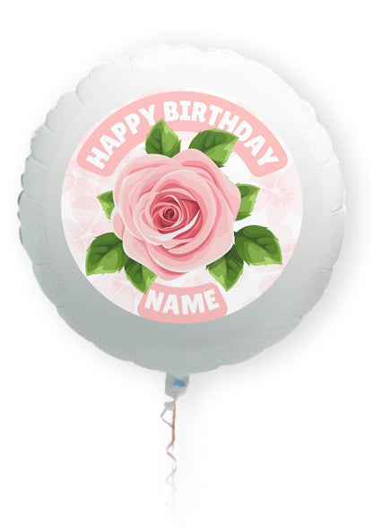 Pink Roses Flower Personalised Birthday Cake Toppers matching Foil Balloon available
