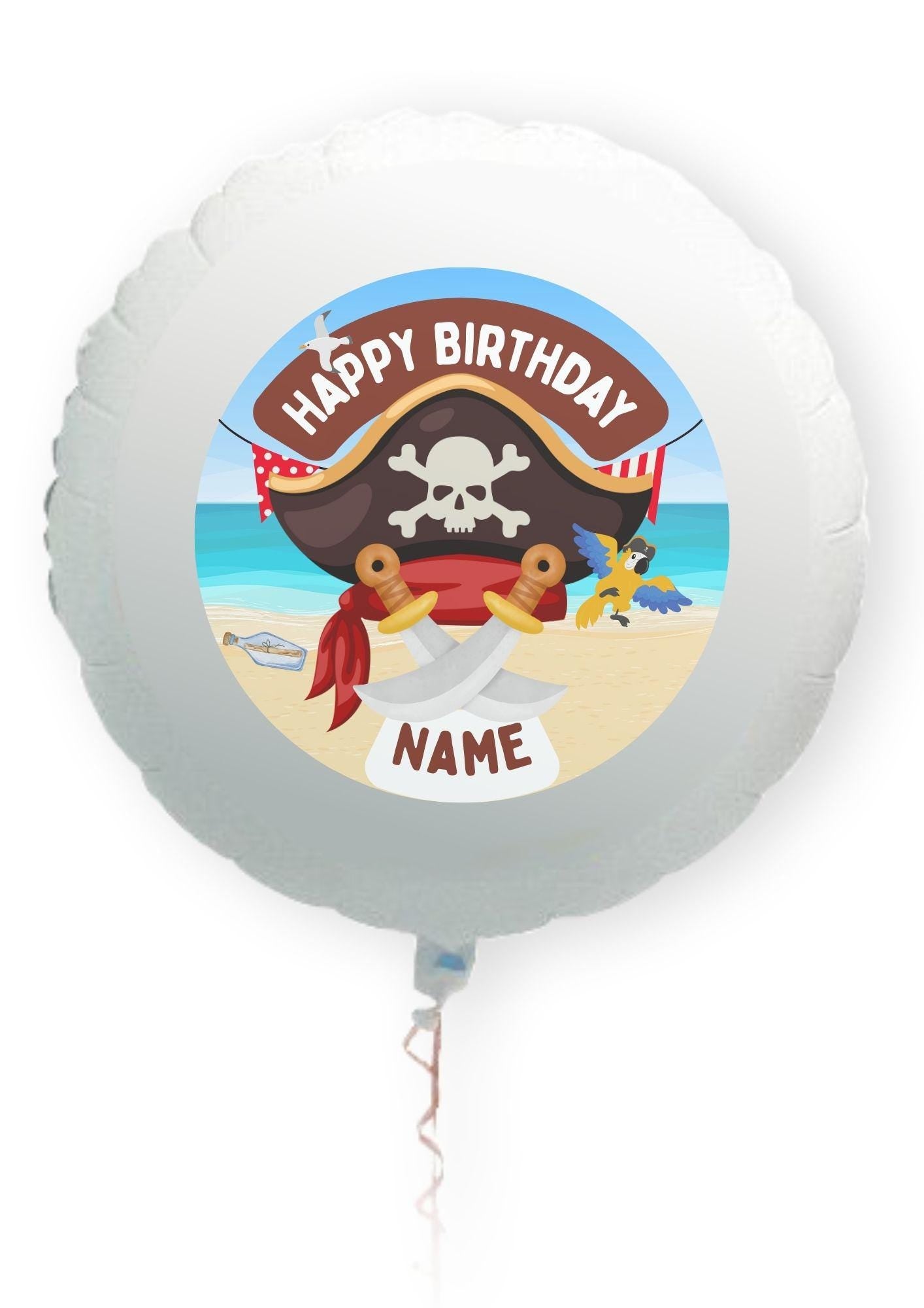 Pirate Theme Birthday Cake Toppers Personalised Name and Age Matching Stickers Balloon Invitations Pack