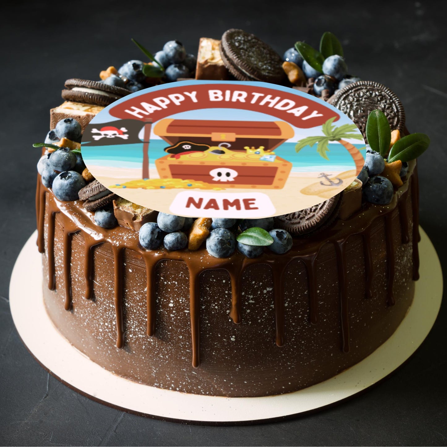 Pirate Theme Birthday Cake Toppers Personalised Name and Age Matching Stickers Balloon Invitations Pack