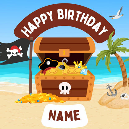 Pirate Theme Birthday Cake Toppers Personalised Name and Age Matching Stickers Balloon Invitations Pack