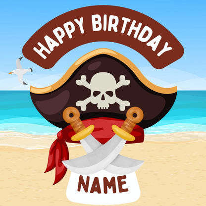 Pirate Theme Birthday Cake Toppers Personalised Name and Age Matching Stickers Balloon Invitations Pack