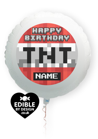 Pixel Theme Birthday Cake Toppers Edible Circles Personalised Name and Age Matching Stickers Balloon Invitations Pack
