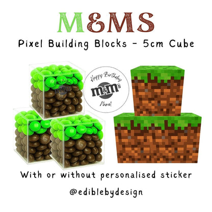 Pixel Block Chocolate M&Ms with personalised sticker - perfect party gift!