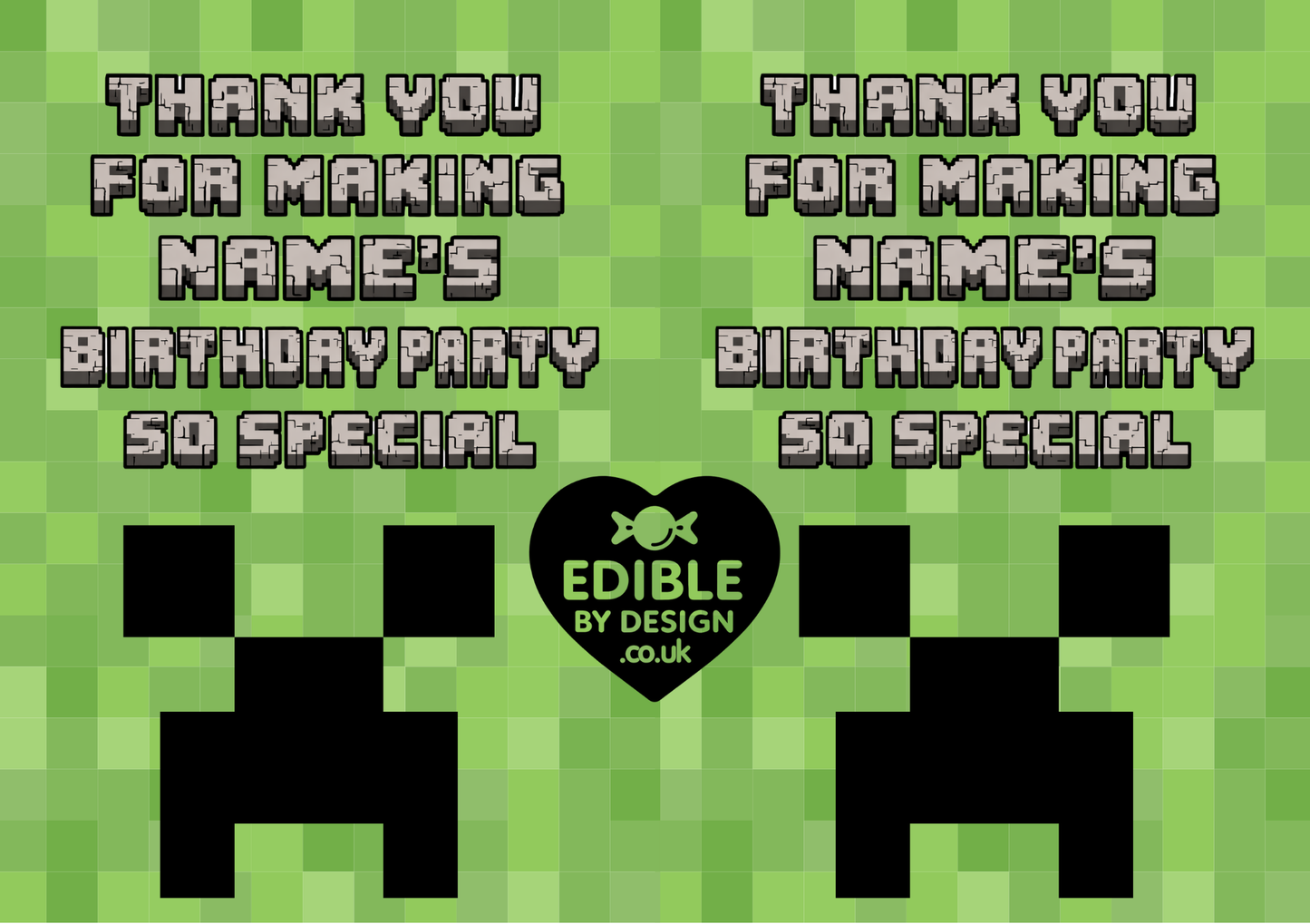 Pixel Theme Birthday Cake Toppers Edible Circles Personalised Name and Age Matching Stickers Balloon Invitations Pack