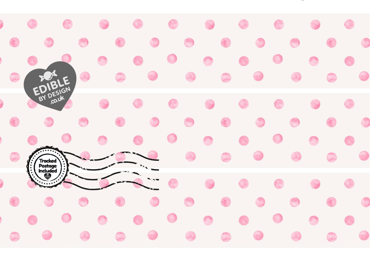 Polka Dot Ribbon Border Edging for Cake: Edible Party Decoration on Icing Sheet
