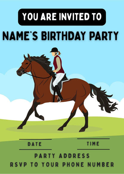Pony Horse Show Jumping Equestrian Personalised Birthday Cake Toppers matching Invitations Stickers Balloon Party Pack