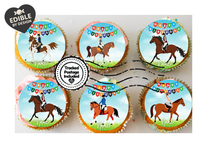 Pony Horse Show Jumping Equestrian Personalised Birthday Cake Toppers matching Invitations Stickers Balloon Party Pack