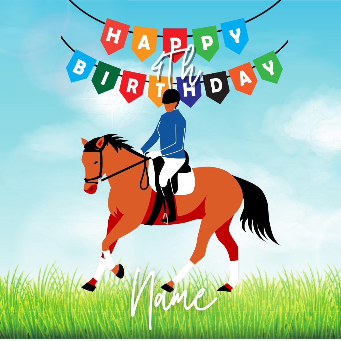 Pony Horse Show Jumping Equestrian Personalised Birthday Cake Toppers matching Invitations Stickers Balloon Party Pack