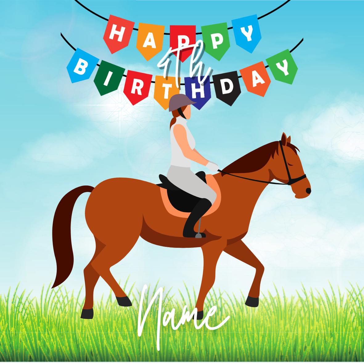 Pony Horse Show Jumping Equestrian Personalised Birthday Cake Toppers matching Invitations Stickers Balloon Party Pack