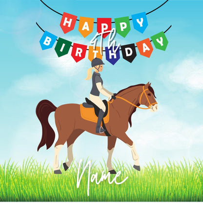 Pony Horse Show Jumping Equestrian Personalised Birthday Cake Toppers matching Invitations Stickers Balloon Party Pack