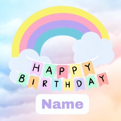 Rainbow Theme Birthday Cake Toppers matching Invitations Stickers Balloon Party Pack