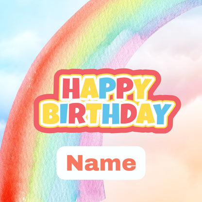 Rainbow Theme Birthday Cake Toppers matching Invitations Stickers Balloon Party Pack