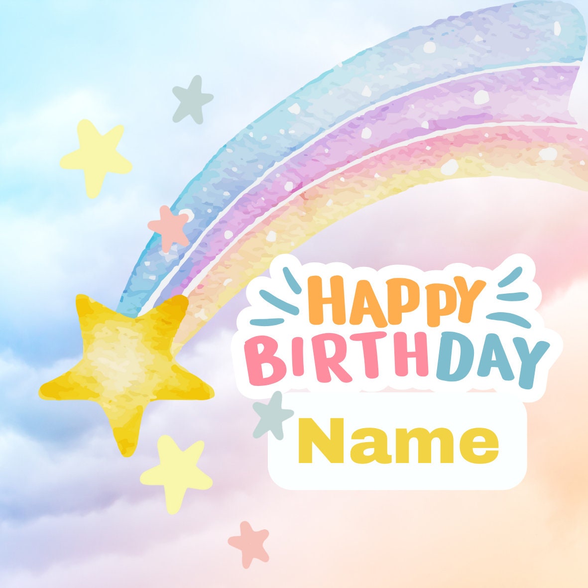 Rainbow Theme Birthday Cake Toppers matching Invitations Stickers Balloon Party Pack
