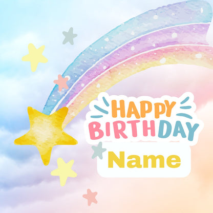 Rainbow Theme Birthday Cake Toppers matching Invitations Stickers Balloon Party Pack