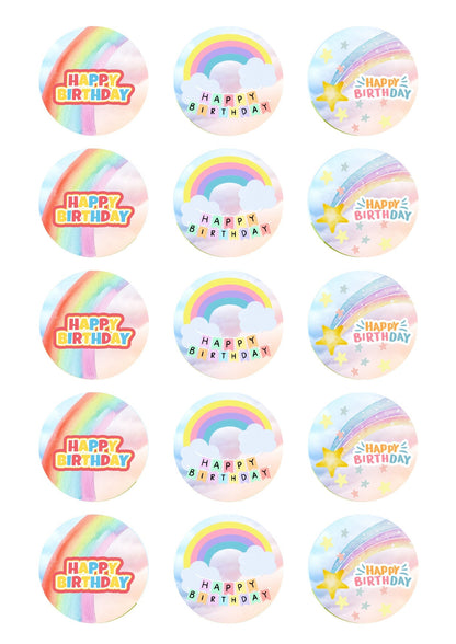 Rainbow Theme Birthday Cake Toppers matching Invitations Stickers Balloon Party Pack