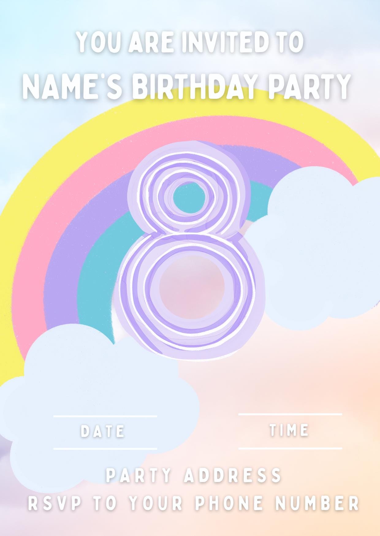 Rainbow Theme Birthday Cake Toppers matching Invitations Stickers Balloon Party Pack