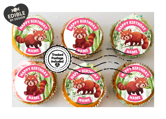 Red Panda Bamboo Theme Birthday Cake Toppers matching Invitations Stickers Balloon Party Pack