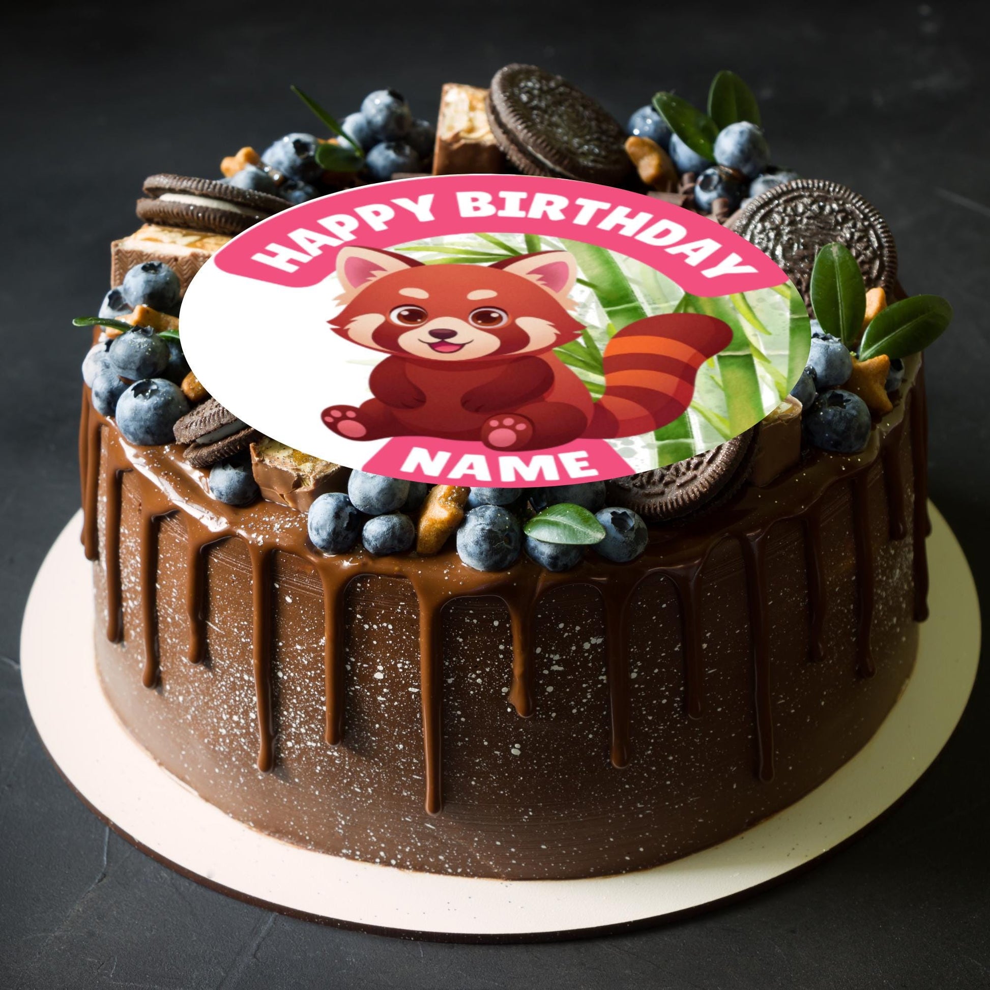 Red Panda Bamboo Theme Birthday Cake Toppers matching Invitations Stickers Balloon Party Pack