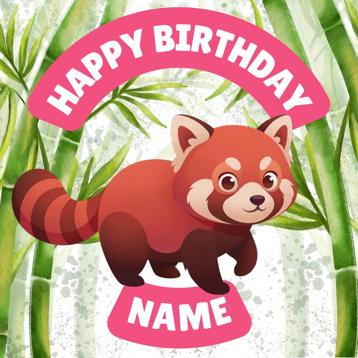 Red Panda Bamboo Theme Birthday Cake Toppers matching Invitations Stickers Balloon Party Pack