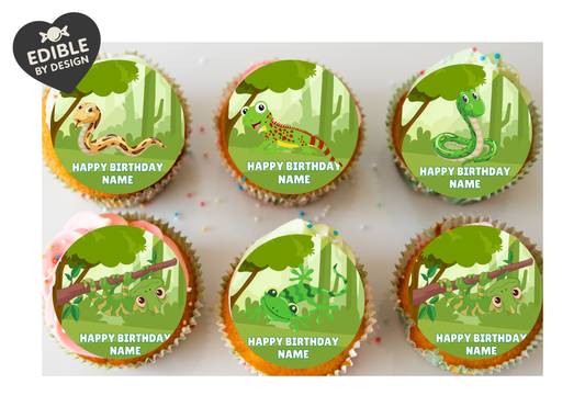 Reptile Snake Theme Birthday Cake Toppers Edible matching Invitations Stickers Balloon Party Pack