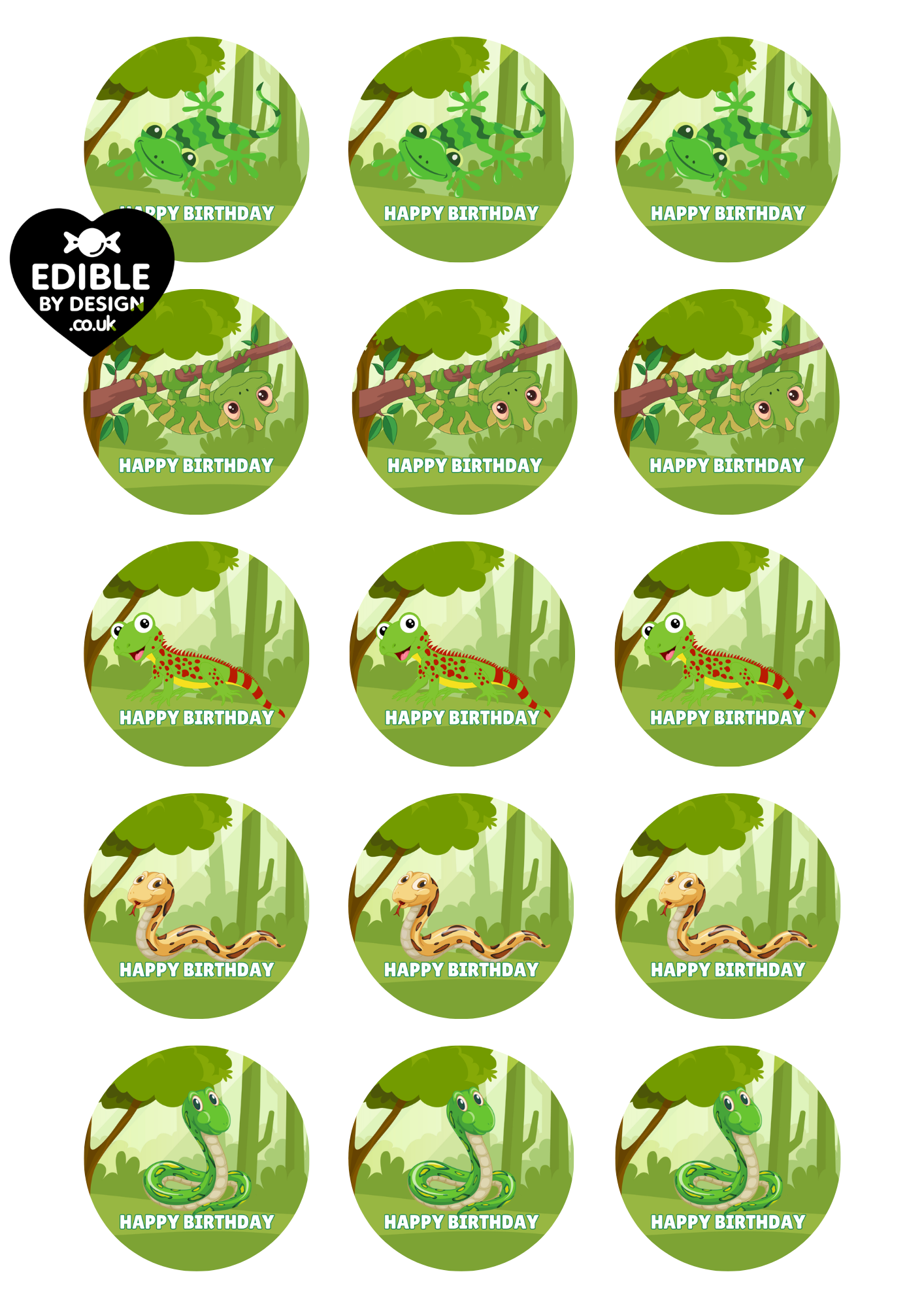 Reptile Snake Theme Birthday Cake Toppers Edible matching Invitations Stickers Balloon Party Pack