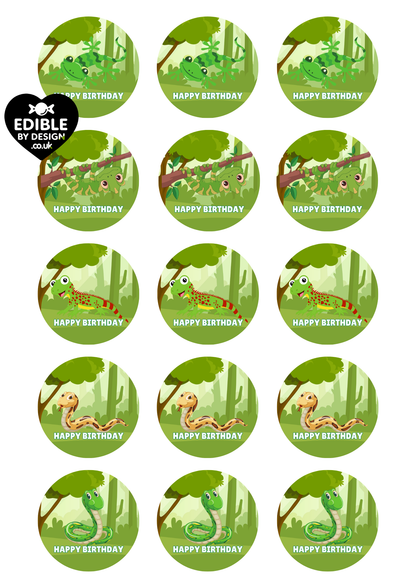 Reptile Snake Theme Birthday Cake Toppers Edible matching Invitations Stickers Balloon Party Pack