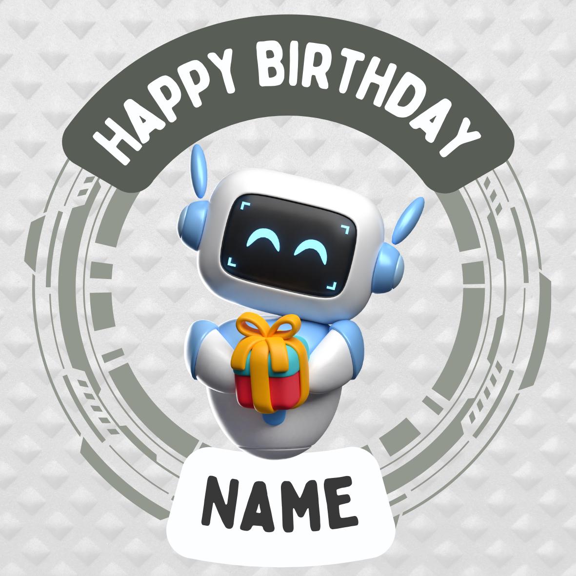 Robot Theme Birthday Cake Toppers Edible Circles Personalised Name and Age Matching Stickers Balloon Invitations Pack