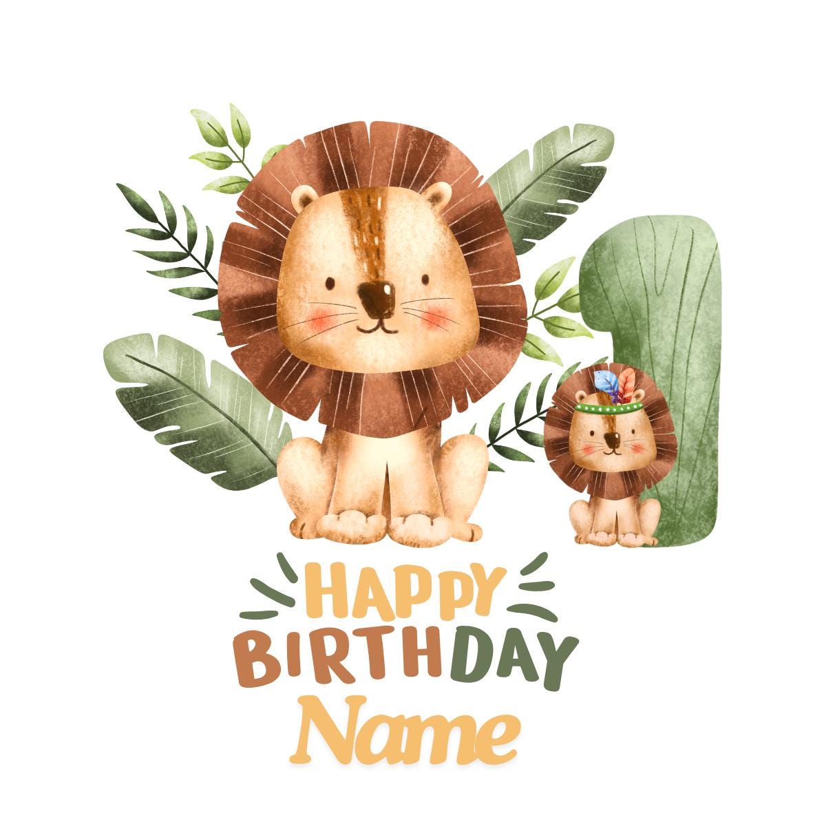 Safari Jungle Theme Personalised Birthday Cake Toppers matching Invitations Stickers Balloon Party Pack