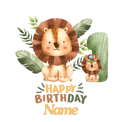 Safari Jungle Theme Personalised Birthday Cake Toppers matching Invitations Stickers Balloon Party Pack