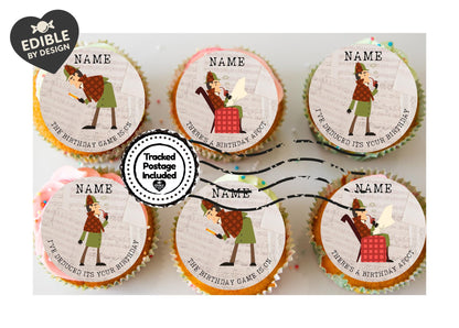 Sherlock Holmes Theme Personalised Birthday Cake Toppers matching Invitations Stickers Balloon Party Pack