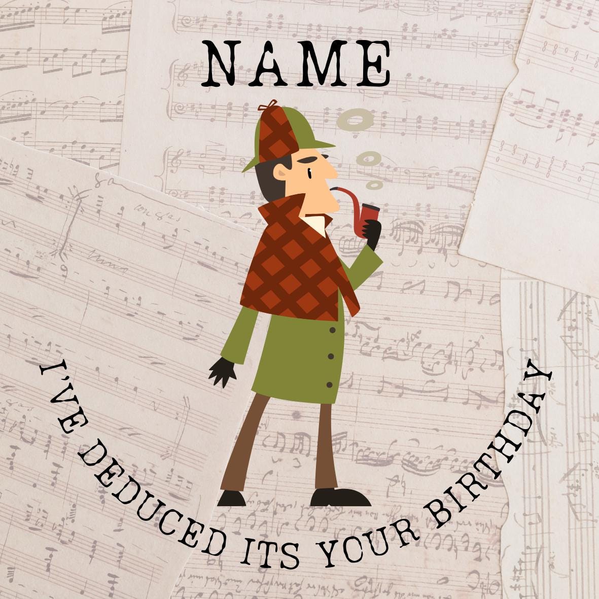 Sherlock Holmes Theme Personalised Birthday Cake Toppers matching Invitations Stickers Balloon Party Pack