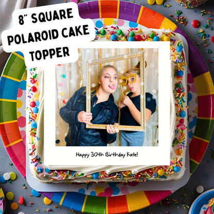 Square Edible Polaroid Style Photo Cake on Icing or Wafer