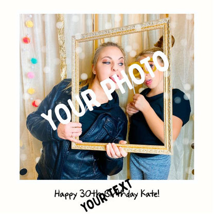 Square Edible Polaroid Style Photo Cake on Icing or Wafer