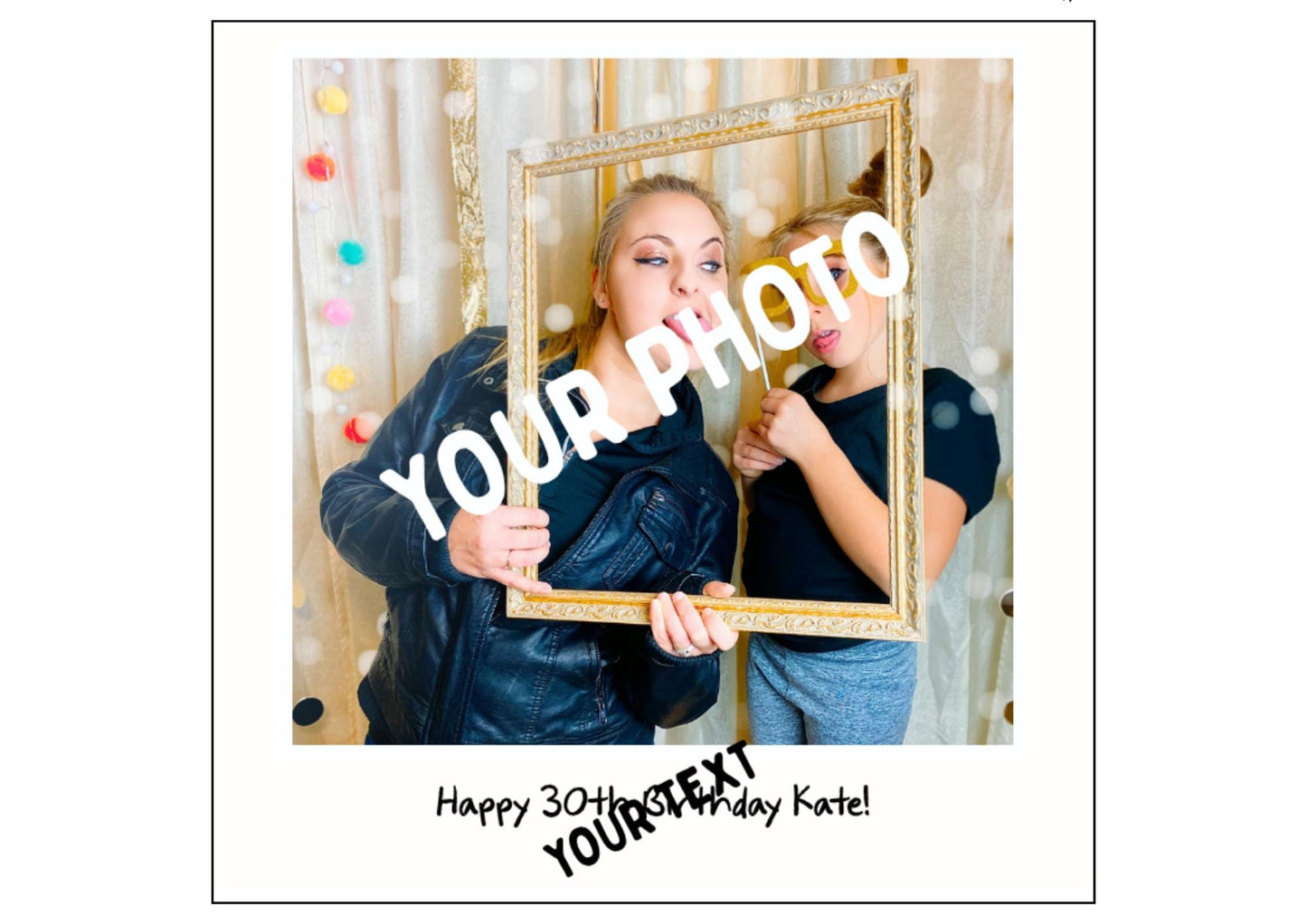 Square Edible Polaroid Style Photo Cake on Icing or Wafer