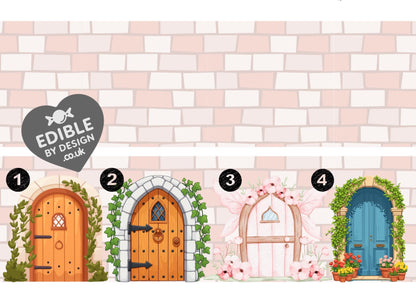 Stone Castle Wall Fairy Door Ribbon Border Edging for Cake: Edible Party Decoration on Icing Sheet